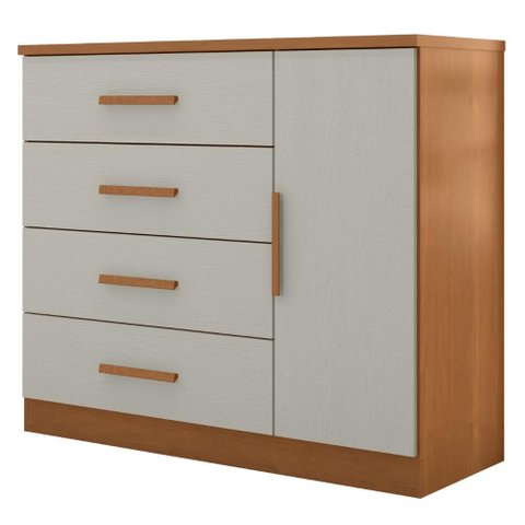 Comoda 4 Gavetas 1 Porta Novage 115 cm Cinamomo Areia Zanz