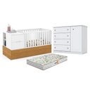 Ver imagem 1 de Berço Multifuncional Americano Formare MDF com Cômoda e Colchão Incluso Branco Freijó Matic Mó