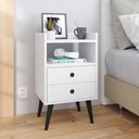 Ver imagem 2 de Kit Quarto 2 Mesas Cabeceira Nicho Gavetas Retrô Sapateira Vertical Banco 21 Pares Calçados - Rpm
