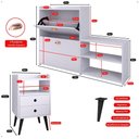Ver mais imagens de Kit Quarto 2 Mesas Cabeceira Nicho Gavetas Retrô Sapateira Vertical Banco 21 Pares Calçados - Rpm