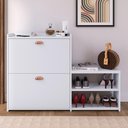 Ver imagem 5 de Kit Quarto 2 Mesas Cabeceira Nicho Gavetas Retrô Sapateira Vertical Banco 21 Pares Calçados - Rpm