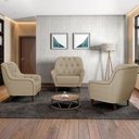 Ver imagem 2 de Poltrona Decorativa para Sala de Estar com Capitonê Pietà M22 Linho Bege - Mpozenato