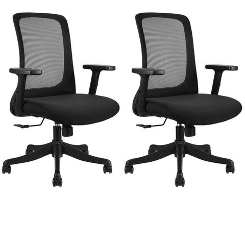 Kit 2 Cadeiras para Escritório Diretor Office NR17 Boston Preto Rivatti