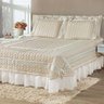 Kit Cobre Leito Colcha Romance Queen 5 Peças Micropercal 200 Fios Matelado Costurado Renda - Palha - 1