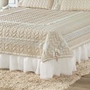 Ver imagem 2 de Kit Cobre Leito Colcha Romance Queen 5 Peças Micropercal 200 Fios Matelado Costurado Renda - Palha