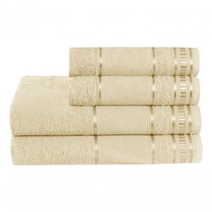 Jogo Toalha Banho e Rosto 100% Algodão 4 Pç Premium Baunilha