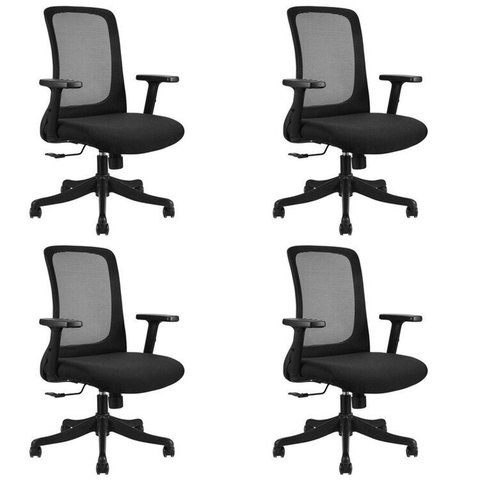 Kit 4 Cadeiras para Escritório Diretor Office NR17 Boston Preto Rivatti