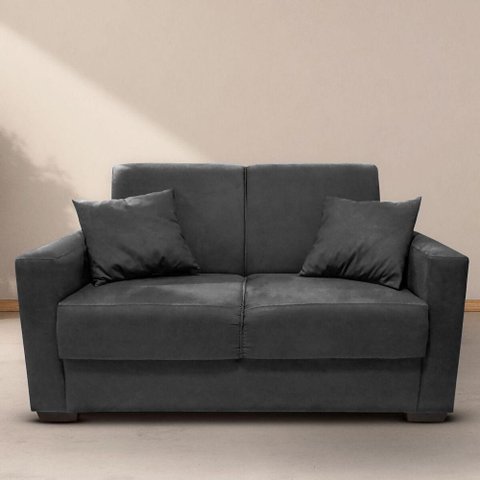 Sofá Estofado 2 Lugares Sala Estar Recepção Sofia Suede Preto