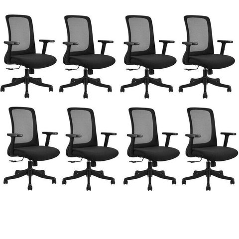 Kit 8 Cadeiras para Escritório Diretor Office NR17 Boston Preto Rivatti