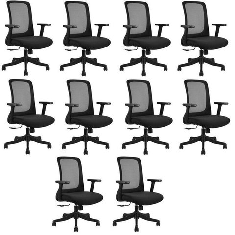 Kit 10 Cadeiras para Escritório Diretor Office NR17 Boston Preto Rivatti
