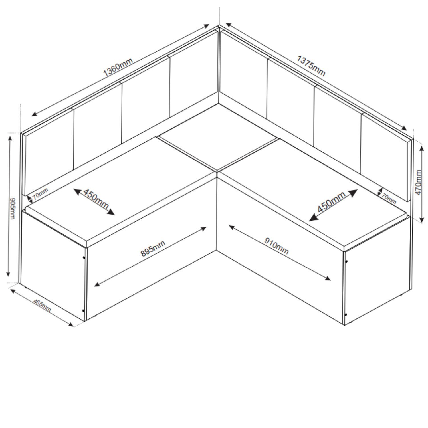 Conjunto Canto Alemão com Baú Trento Mesa Quadrada com Vidro 90x90 e 2 Cadeira Venus em Mdp/mdf - 6