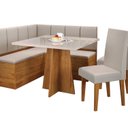 Ver imagem 2 de Conjunto Canto Alemão com Baú Trento Mesa Quadrada com Vidro 90x90 e 2 Cadeira Venus em MDP/MDF Bege/Mel/Marfim/Off White