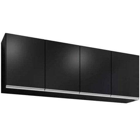 Armário Aéreo de Geladeira 4 Portas 160 Cm Toledo Preto