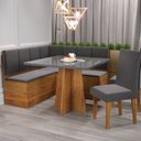 Ver imagem 1 de Conjunto Canto Alemão com Baú Trento Mesa Quadrada com Vidro 90x90 e 2 Cadeira Venus Mdp/mdf