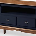 Ver imagem 4 de Conjunto Rack 60503 + Painel 50513 para Sala Pés Luiz Xv 2 Gavetas 2 Portas - Azul Petróleo/imbuia