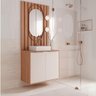 Conjunto de Banheiro Completo com Armário 80cm Painel Ripado Cuba e Espelheira Elis Yescasa - 2