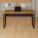 Ver imagem 1 de Escrivaninha Corporativa Industrial 1,40 m X 0,60 m 100% MDF F5 Office Cor:Freijó com Preto