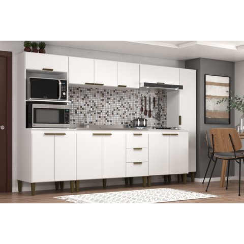 Cozinha Bia Completa Modulada 6 Pecas 12 Portas 3 Gavetas Branco