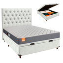 Ver imagem 1 de Conjunto Cama Box Bau Branco Casal + Colchão D23 Pro Inducol + Cabeceira