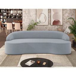 Sofá 4 Lugares Curvo Sala de Estar Living Lótus D02 Veludo Cinza 260 cm C-317 - Lyam Decor - 2