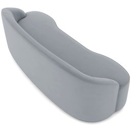 Sofá 4 Lugares Curvo Sala de Estar Living Lótus D02 Veludo Cinza 260 cm C-317 - Lyam Decor - 6