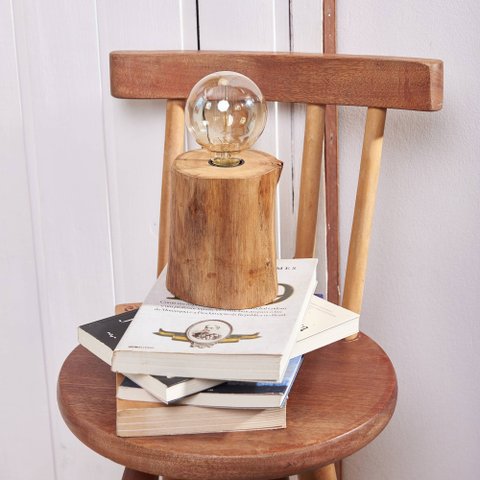 Luminária de Mesa Tronco Eucalipto Natural Rustico – Bivolt, Soquete E27