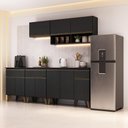 Ver imagem 1 de Cozinha Completa Atlanta 10 Portas 3 Gavetas MDP 225cm Preto Touch Móveis Carraro