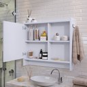 Ver imagem 4 de Armário Aéreo Espelheira Armarinho para Banheiro com Espelho Genova - Branco - Lojas Rpm