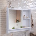 Ver imagem 2 de Armário Aéreo Espelheira Armarinho para Banheiro com Espelho Genova - Branco - Lojas Rpm