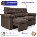 Ver imagem 3 de Sofá 3 Lugares Retrátil e Reclinável 2,00m Lyon Velusoft Café Cama Inbox
