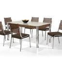 Ver imagem 2 de Conjunto Sala de Jantar Mesa Retangular com 6 Cadeiras Natani Yescasa Cromado/Marrom