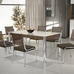 Conjunto Sala de Jantar Mesa Retangular com 6 Cadeiras Natani - 1