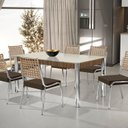 Ver imagem 1 de Conjunto Sala de Jantar Mesa Retangular com 6 Cadeiras Natani Yescasa Cromado/Marrom/Bege