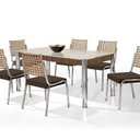 Ver imagem 2 de Conjunto Sala de Jantar Mesa Retangular com 6 Cadeiras Natani Yescasa Cromado/Marrom/Bege