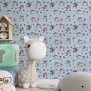 Ver imagem 2 de Papel de Parede Infantil Unicórnio Engraçado Fundo Azul-60x300cm