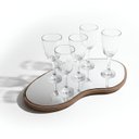 Ver imagem 5 de Bandeja Decorativa Orgânica Espelho Lapidado Luxo Lateral Couro - Freijó