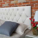 Ver imagem 1 de Cabeceira Estofada Queen Capitonê Luna Corino Branco 160 X 80 cm RBL