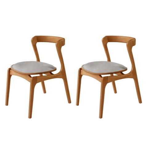 Conjunto com 2 Cadeiras em Madeira Celeste Cinza/Luna/Imbuia Marrom