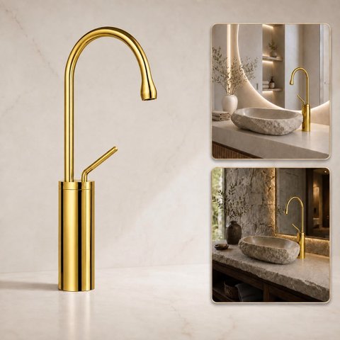 Torneira Monocomando Capri Dourada Aço Inox 304 Goldenx Luxo