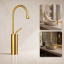 Ver imagem 1 de Torneira Monocomando Capri Dourada Aço Inox 304 Goldenx Luxo