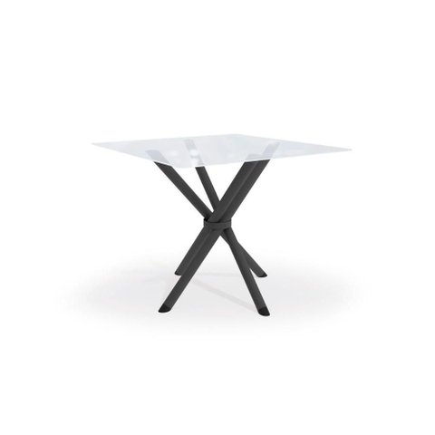Mesa de Sala Jantar Volga C/ Tampo de Vidro Quadrado 90cm Preto - Kappesberg