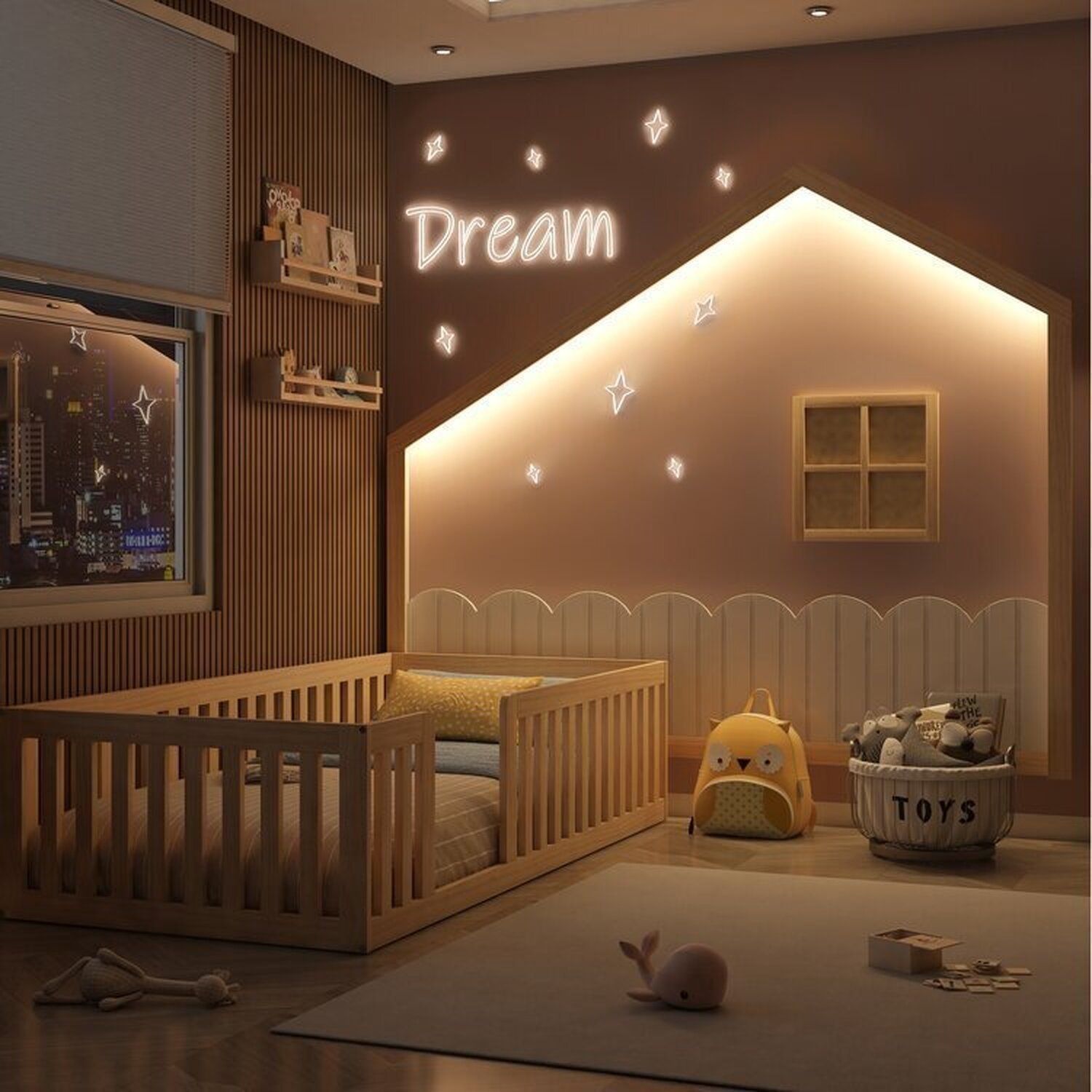 Cama Montessoriana Giulia Solteiro e moldura com Led Casatema - 4