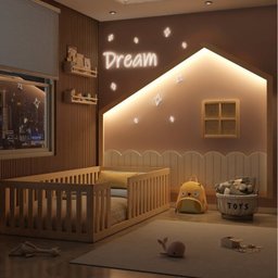 Cama Solteiro Montessoriana Giulia e Moldura Infantil Casinha Dream Decor Casatema - 2