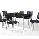 Ver imagem 1 de Conjunto Sala de Jantar Mesa Retangular com 6 Cadeiras Natani Yescasa Cromado/Preto