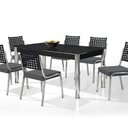 Ver imagem 2 de Conjunto Sala de Jantar Mesa Retangular com 6 Cadeiras Natani Yescasa Cromado/Cinza/Preto