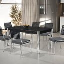 Ver imagem 1 de Conjunto Sala de Jantar Mesa Retangular com 6 Cadeiras Natani Yescasa Cromado/Cinza/Preto