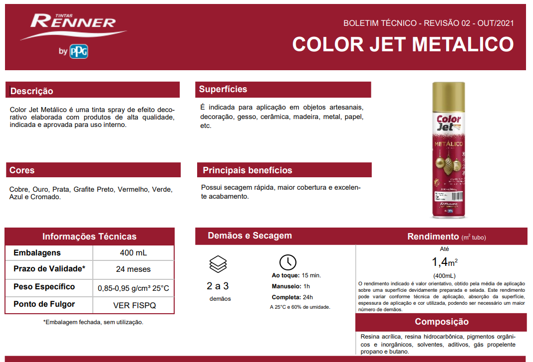 Color Jet Spray Tinta Spray Metálico 400ml Color Jet Renner Azul | MadeiraMadeira