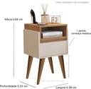 Ver imagem 2 de Mesa de Cabeceira Evora Pés Palito Off white / Nature - JM Casa dos Moveis