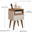 Ver imagem 2 de Mesa de Cabeceira Evora Pés Palito Off white / Nature - JM Casa dos Moveis