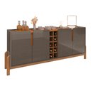 Ver imagem 1 de Aparador Buffet 4 Portas Belle 190 cm Cinza Pérola e Cedro com Adega - D’Rossi
